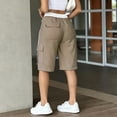 thumbnail image 4 of Bermuda Shorts for Women Cargo Shorts Knee Length Elastic Waist Long Shorts for Summer Casual with Pockets Khaki 2XL, 4 of 6