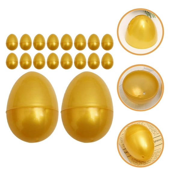 WHAMVOX 24pcs Empty Golden Plastic Easter Eggs Kids Toy Party Lottery Eggs
