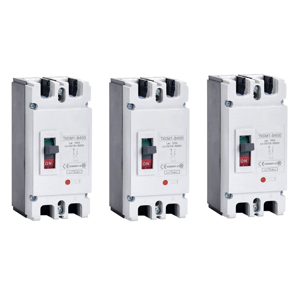 DAMIFU DC 500V Circuit Breaker 100A 125A 160A Battery Protector MCCB Solar PV Car Power Short Ciruit Cut Off Circuit Breaker 100A