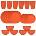 thumbnail image 1 of Nvzi 24pcs Wheat Straw Dinnerware Set,Plates and Bowls Set,Camping Dish Set for 6, Plastic Dinnerware Set,Dishwasher Safe Dinnerware Set,Orange, 1 of 5