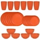 thumbnail image 1 of XmhyTop Juego de vajilla de paja de trigo de 24 piezas, juego de platos y cuencos, juego de platos para acampar para 6,juego de vajilla apto para lavavajillas, naranja, 1 of 5