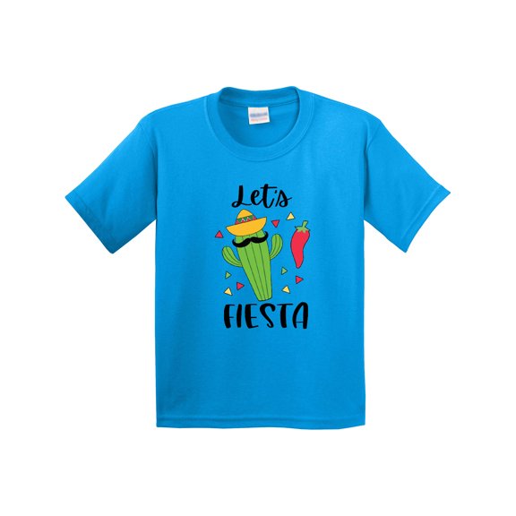 Inktastic Cinco De Mayo Let's Fiesta Cute Cactus with Sombrero Youth T-Shirt