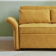 thumbnail image 3 of Sleeper Loveseat Couch with Pull-Out Bed, Convertible Sofa Bed with Adjustable Armrests, 2 Seat Chaise Chair with 2 Pillows, Yellow, 3 of 7