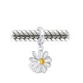 thumbnail image 3 of Bling Jewelry Womens White Sunflower Daisy Charm Bead 14K Gold Plated Sterling Silver for Bracelets, 3 of 4