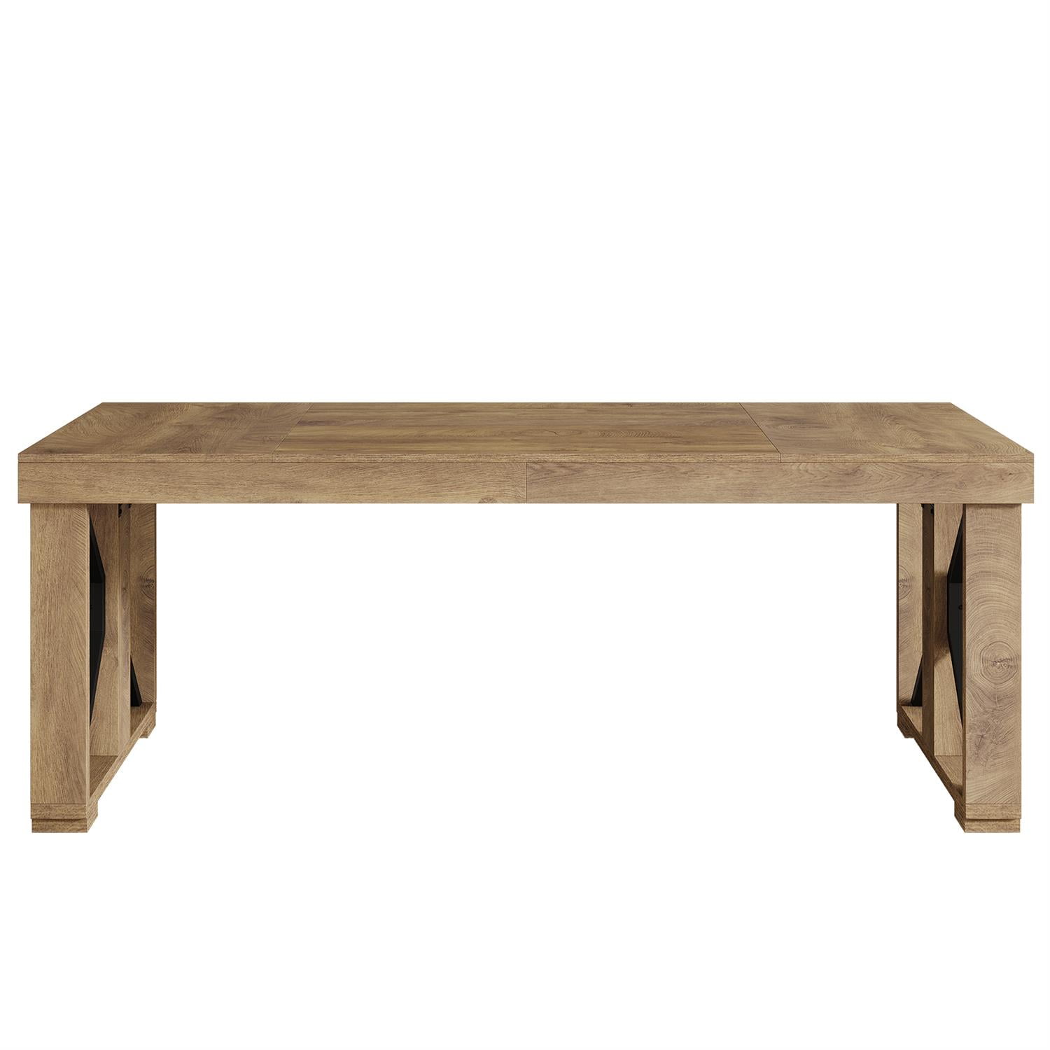 Demi Bonn 70" Large Industrial Wooden Metal Conference Table, Office Meeting Desk, Large Office Space, Stylish Executive Table, Brown