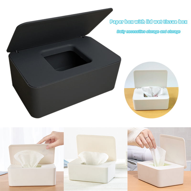 Wet Wipes Dispenser Holder Tissue Storage Box Case with Lid for Home Office 