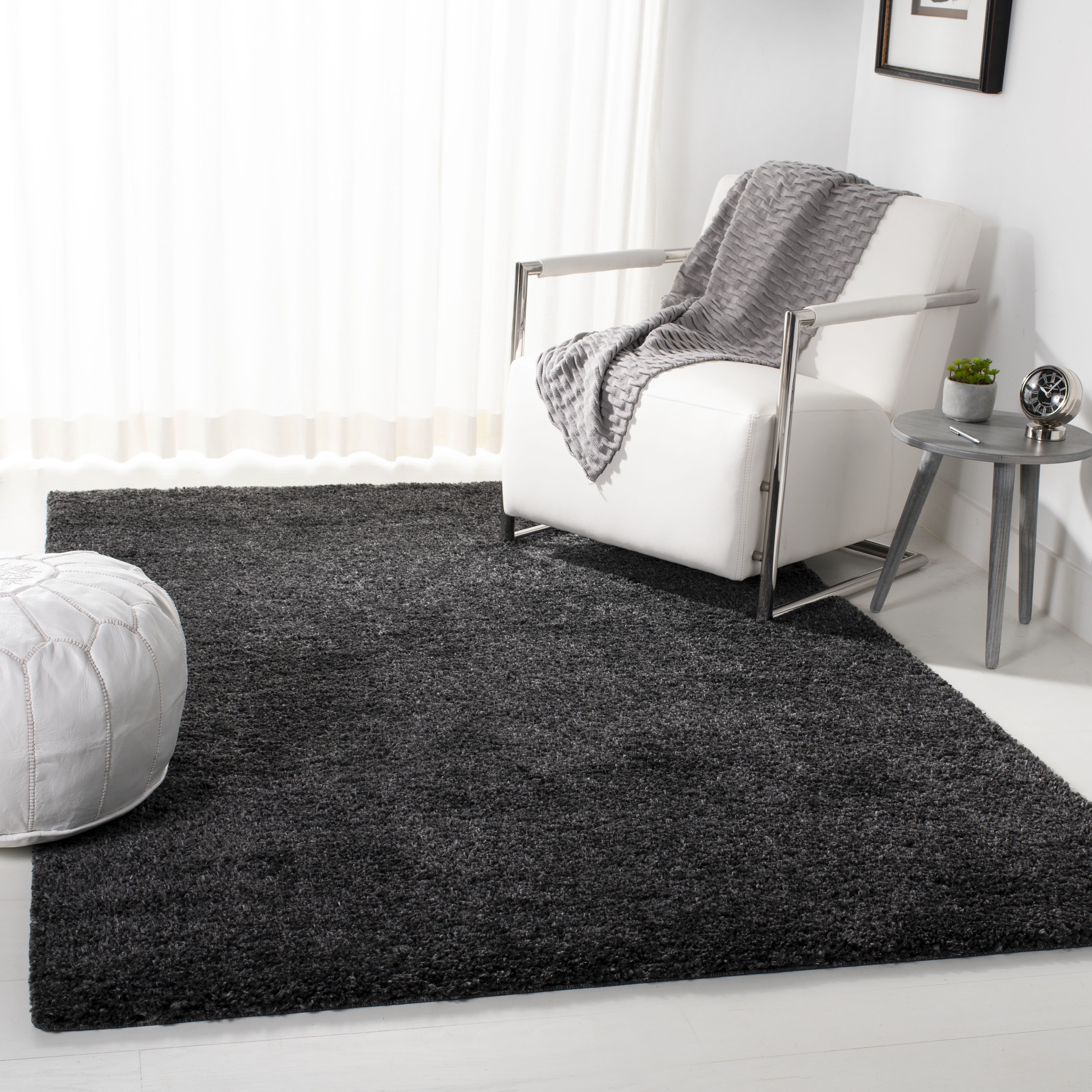 Safavieh August Carlene Solid Plush Shag Area Rug, Charcoal, 6' x 8'