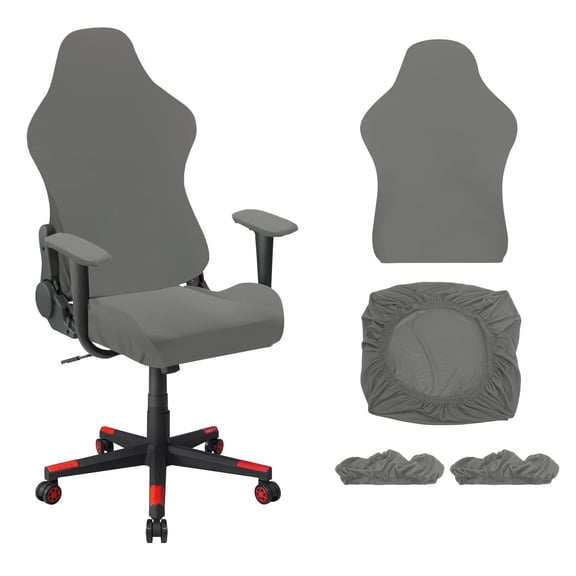 Gaming Chair Covers, Stretchable Office Computer Chair Slipcover with Armrest Covers, Elastic Seat Protector for Office Reclining Racing Game Chair, Light Gray