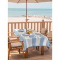 thumbnail image 2 of Outdoor Tablecloth with Umbrella Hole for Patio/Picnic/Party/Camping, Blue Flowers Waterproof Table Cloth Rectangle Table Cover Washable, Spring Summer Botanical Floral Leaf Stripe (54"x 80"), 2 of 9