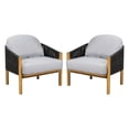 thumbnail image 2 of Olurrisa Outdoor Wood Club Chair, Dark Gray Rope with Gray Cushion, Set of 2, 2 of 8
