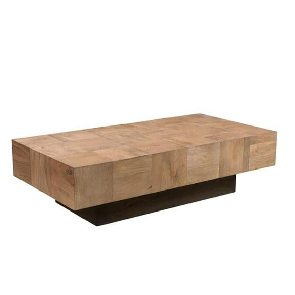 HomeRoots 521942 59 in. Solid Wood Rectangular Coffee Table, Brown & Black