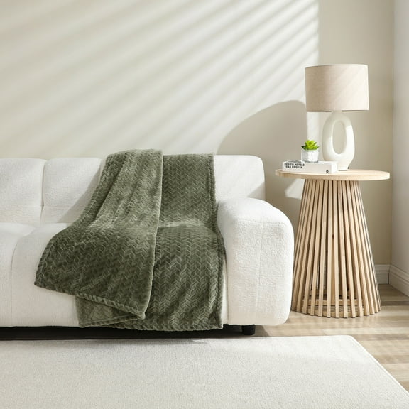 Kate Aurora Herringbone Shag Ultra Soft & Plush Accent Throw Blanket - 50 in. Wx60 in. L-Sage Green