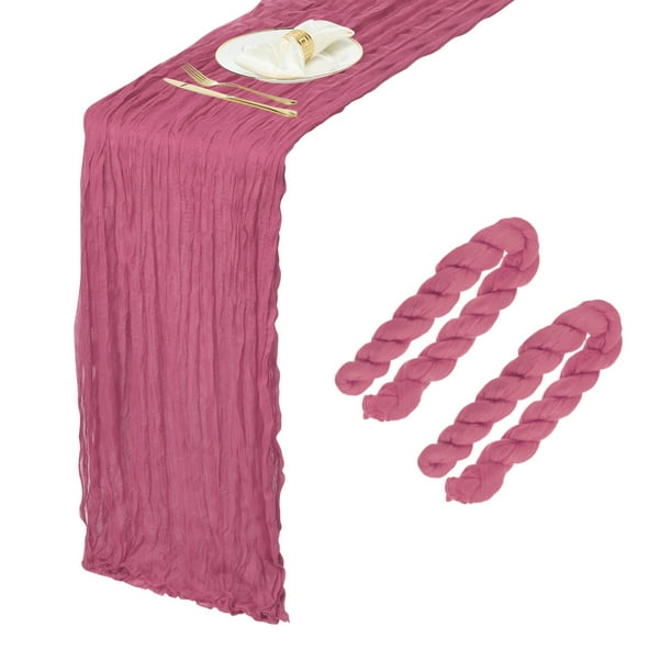 2 Paquetes de Caminos de Mesa de Gasa Rosa Polvorienta 35.4" x 118" Caminos de Mesa Rústicos para Bodas y Fiestas, (10 Pies)