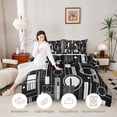 thumbnail image 3 of Manfei Contemporary Abstract Twin Comforter Sets, Geometric Circle Rectangle Bedding Set, Gray and Black, Black Reversible 2pcs, 1 Comforter and 1 Pillowcase, 3 of 6
