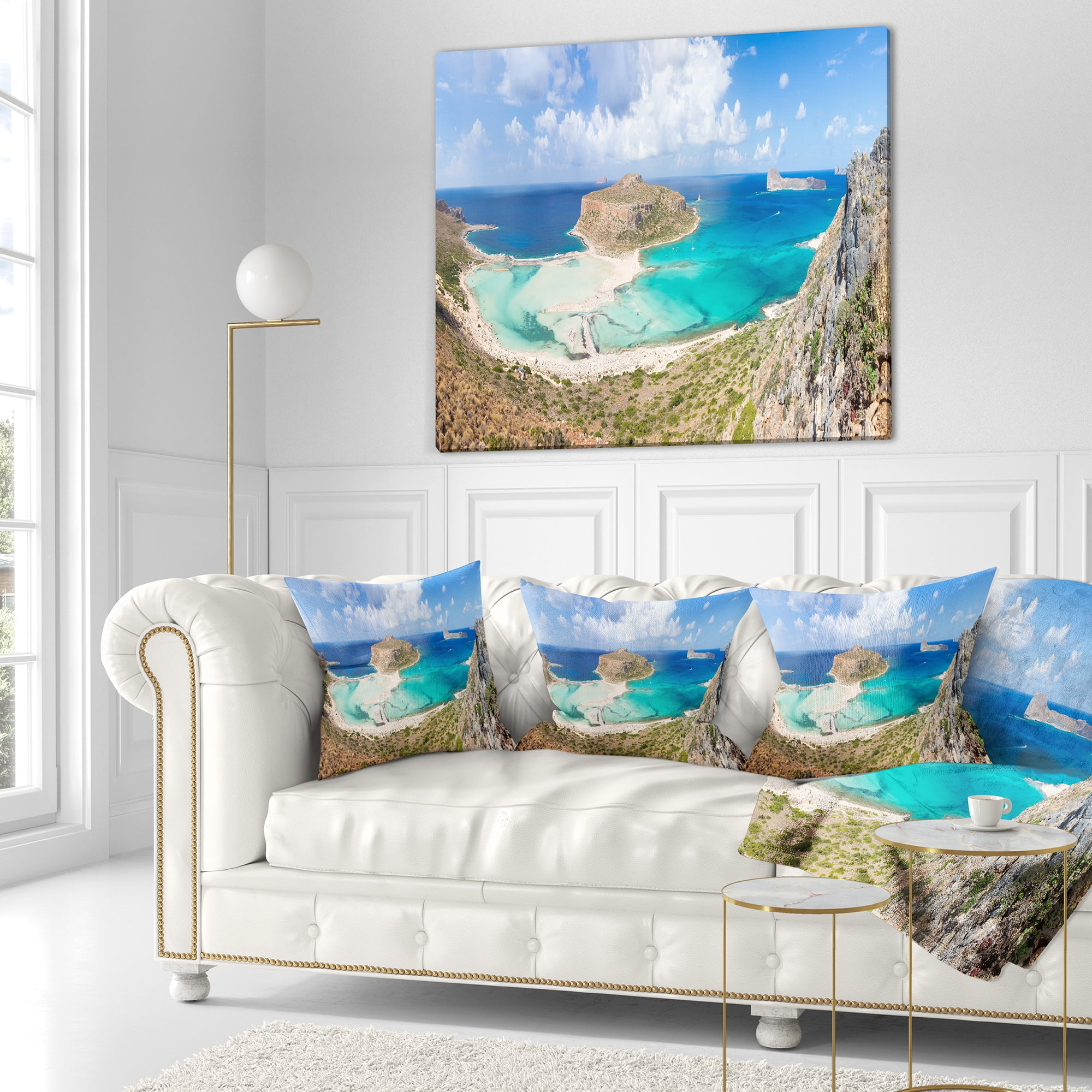 Designart Balos Beach at Crete Island Greece - Oversized Beach Throw Pillow - 18x18