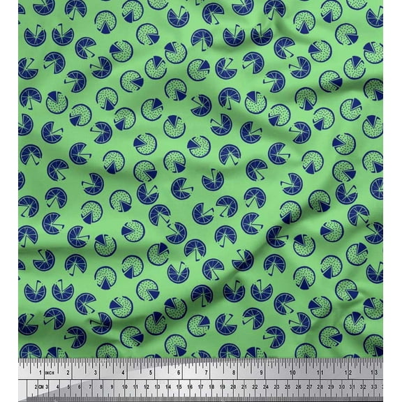 Soimoi Crepe Silk Fabric Pizza Food Print Fabric by The Yard 42 Inch Wide