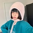 thumbnail image 3 of Ear Protection Lace-up Brimless Bandage Winter Hat Women Solid Color Riding Woolen Yarn Cap, 3 of 8