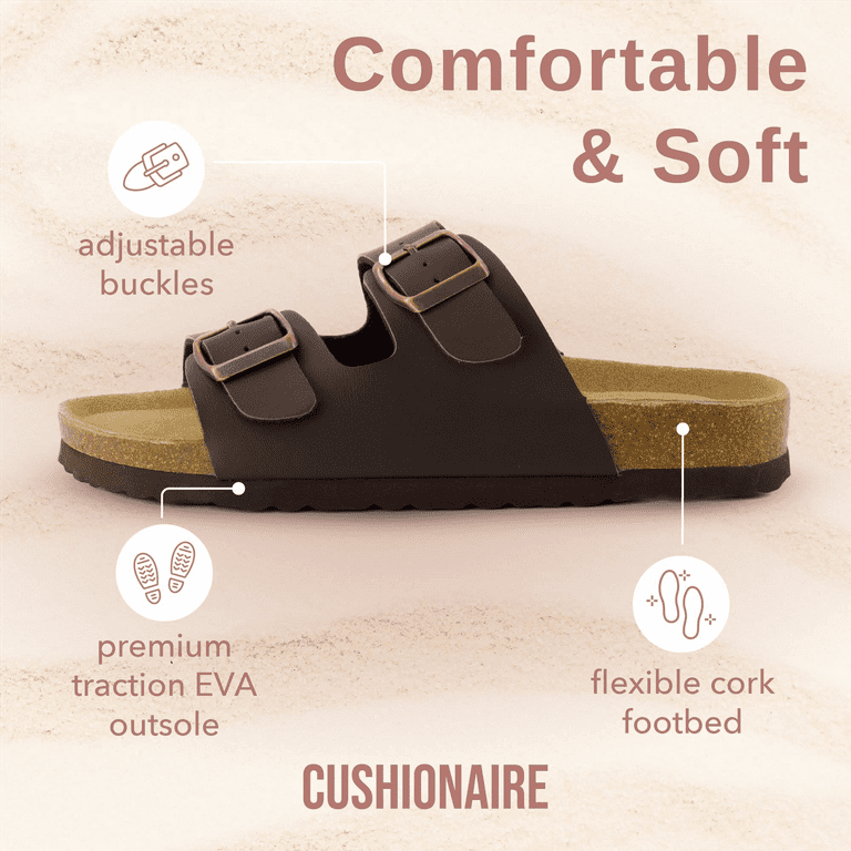 Cushionaire Women's Lane Cork Footbed Sandal – Comfortable Double