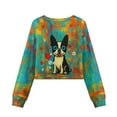 thumbnail image 5 of COEQINE Girls Crop Top Sweatshirt Long Sleeve Crewneck Loose Fit Fall Winter Pullover Fashion Outfits for Age 9-10 Kids for Back to School, Boston Terrier Heart, 5 of 7