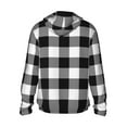 thumbnail image 3 of Balery White And Black Plaid Men's Women's UPF 50+ Sun Protection Lightweight Hoodie Performance Long Sleeve Shirt for Fishing Running-3X-Large, 3 of 9
