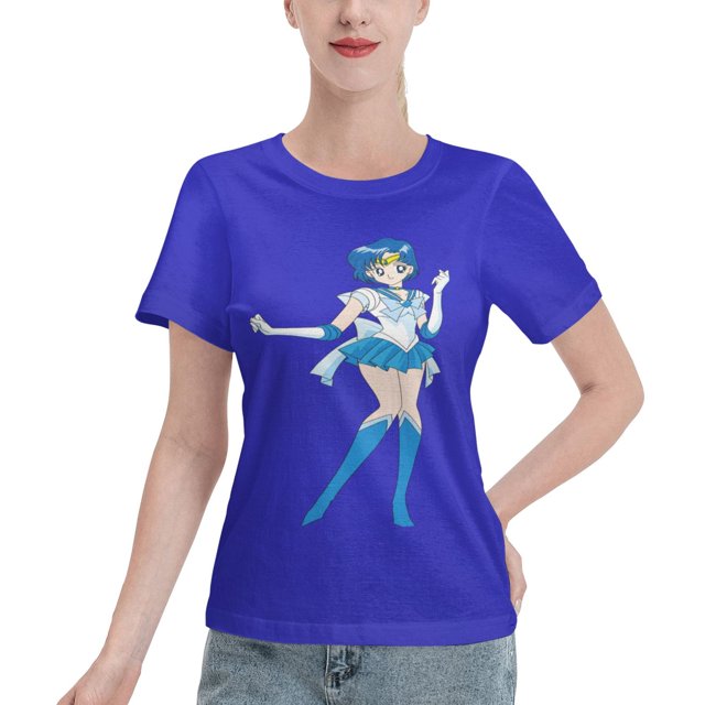 T-Shirt Basique à Manches Courtes pour Femmes Sailor Moon Mizuno Ami