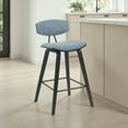 thumbnail image 2 of Fox Modern Swivel Counter Height Bar Stool with Speckled Blue Upholstered Seat and Black Brushed Wood Frame, 2 of 5