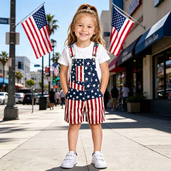 Tisuna 4Th Of July Girls Romper Celebrates Independence Day Theme With USA Graphic Jumpsuit For Little Girls And Boys Kids Patriotic Outfit Navy Size 10-11 Years