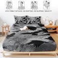 thumbnail image 5 of King Size Fitted Sheet Set - Black Crow Birds 3 Piece Bedding Sets 16" Deep Pocket Fitted Sheet with 2 Pillowcases, Abstract Spooky Grey Sky Wings Brushed Microfiber Hotel Luxury Bed Sheets, 5 of 9