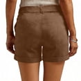 thumbnail image 5 of CIENVNSTG Low Rise Shorts for Women Tailored Trouser Fit Hem and Casual Stretch Comfort Running Shorts Workout Gym with Pockets Brown 2XL, 5 of 7