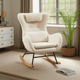 thumbnail image 2 of MAYEERTY Modern Teddy Nursery Rocking Chair with High Backrest for Living Room, Bedroom，Beige, 2 of 5