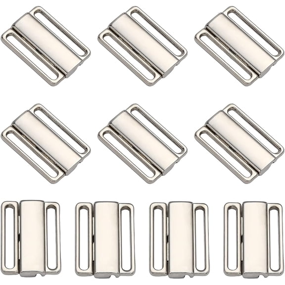 10 Sets 3/4 Inch Metal Bra Strap Hooks Bathing Suit Replacement Clasp Bikini Halter Swimsuit Adjustment Slides
