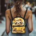 thumbnail image 4 of CHAQLIN Sloth Sunflower Pattern Mini Backpack Purse for Work Travel, Lightweight Mini Travel Backpacks Polyester Front Pocket Small Backpack, 4 of 8