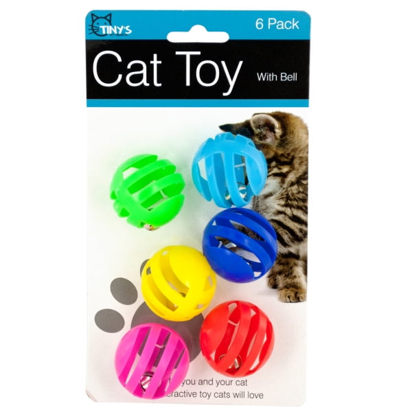 A Miniature Sleigh Cat Toy Balls with Bells 12 Pack Plastic Kitten Rattle Ball Toys with Jingle Bell Inside 