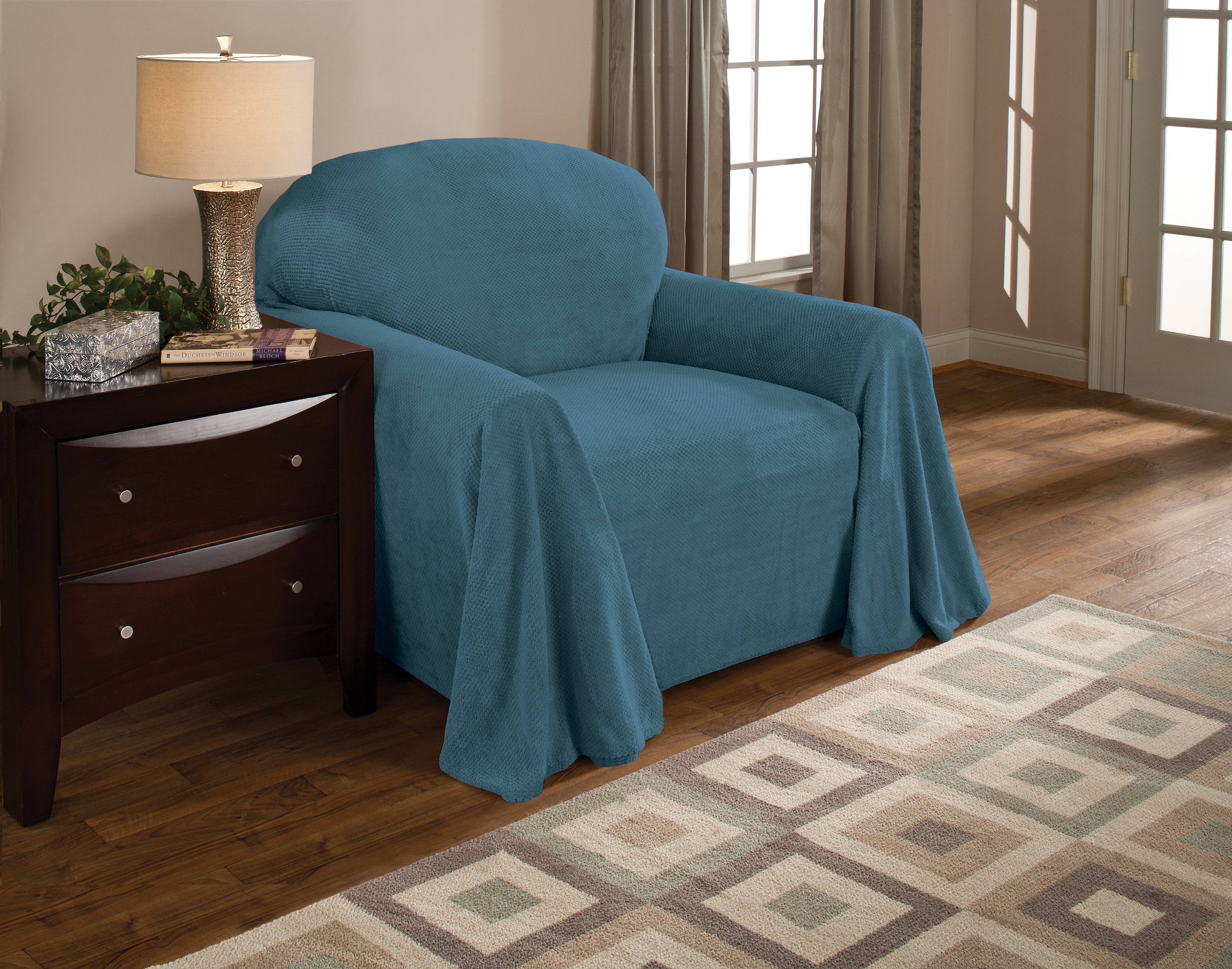 Innovative Textile Solutions 1Piece Coral Throw Chair Slipcover, Teal