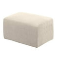 thumbnail image 2 of Stretch Ottoman Cover Ottoman Slipcovers Rectangle Foot Stool Covers Ottoman Foot Rest Cover Jacquard Fabric with Elastic Bottom Washable - Beige L, 83 to 116cm 17Beige L, 2 of 10