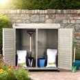 thumbnail image 3 of Outdoor Potting Bench with Metal Work Top - Waterproof Garden Storage Cabinet, Wooden Tool Station Shed for Backyard, Patio, Lawn Gardening, 3 of 8