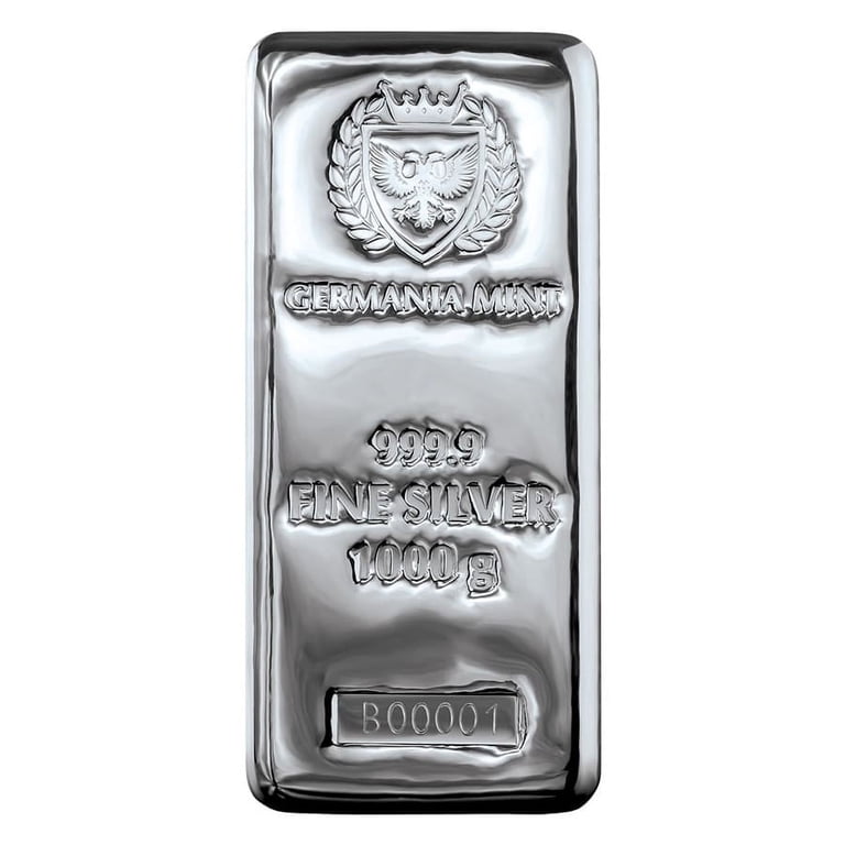 1000グラム アメリカ 9ファイン・ミント製 シルバーバー .999 Germania Mint 1 Kilo Silver Bar .9999 Fine (1000 Grams) - Walmart.com