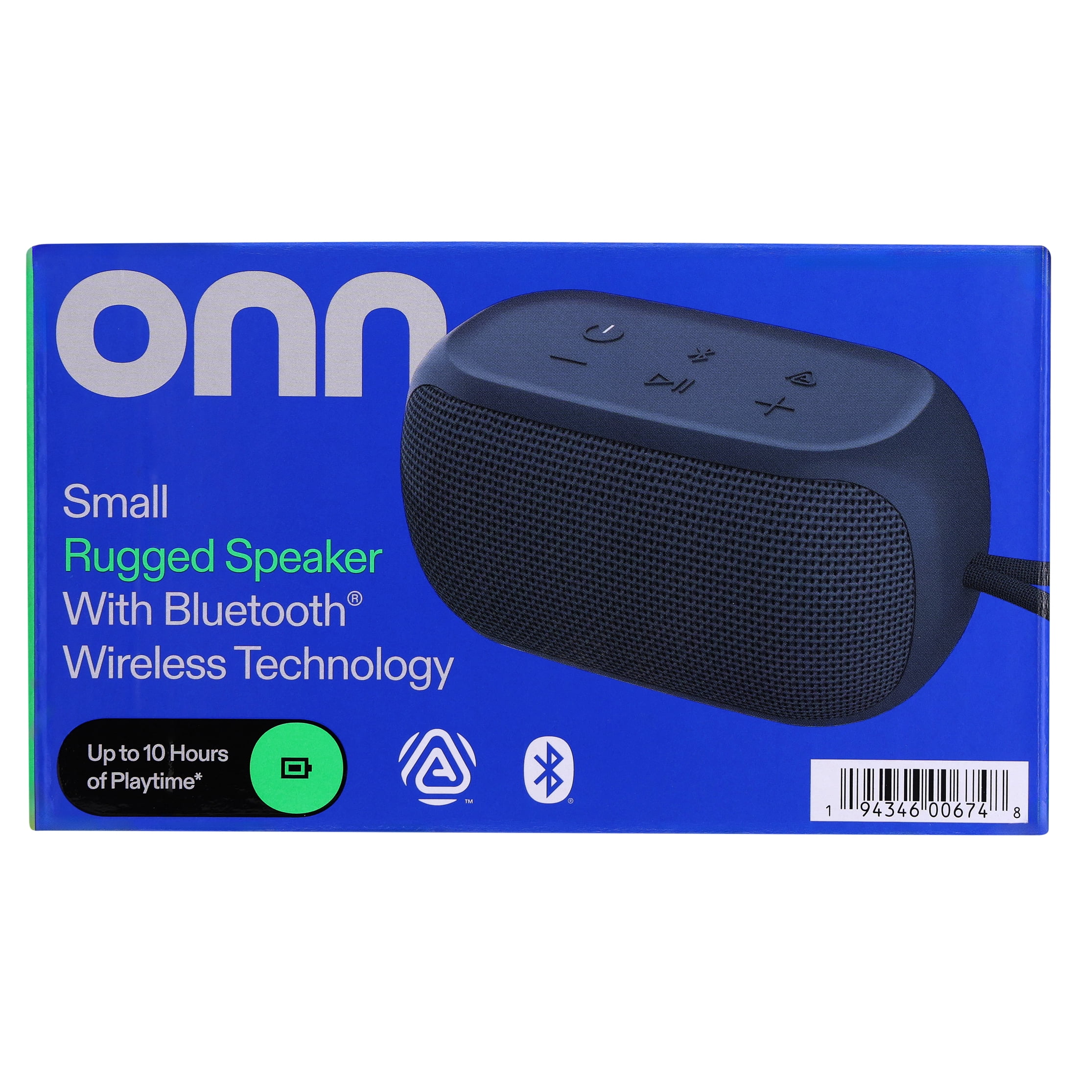 onn Small Rugged Speaker with Bluetooth Wireless Technology, Graystone