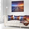 thumbnail image 2 of Designart Picturesque Seashore with Long Pier - Pier Seascape Throw Pillow - 16x16, 2 of 4