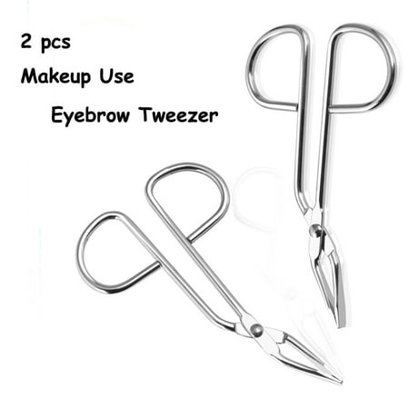 CBD 2pcs Stainless Steel Eyebrow Tweezers Forcep Clip Hair Removal Makeup (Best Tweezers For Hair Removal)