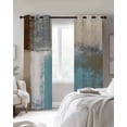 thumbnail image 4 of Modern Blue Kitchen Curtains Rustic Mottled Oil Painting Texture Cafe Short Curtains for Bathroom Blackout Window Curtain Grommet Small Window Treatment Tier Drapes for Bedroom Living Room 42"x45"x2, 4 of 9