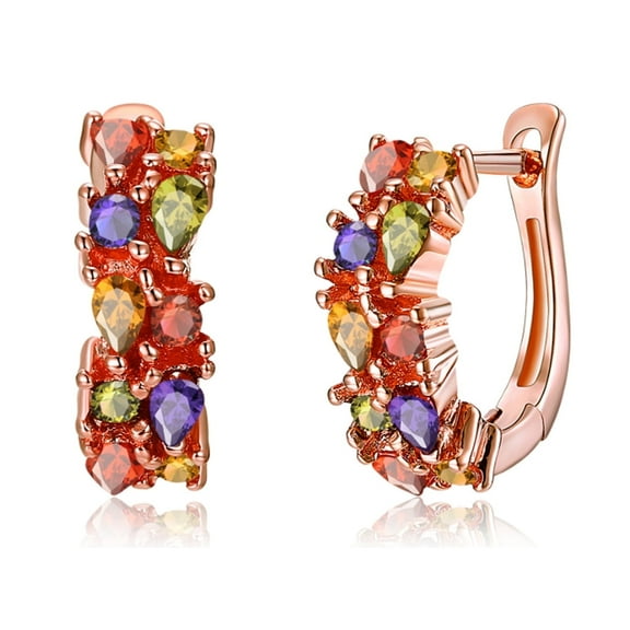 14K Rose Gold Plated Huggie Earring with crystals from Swarovski