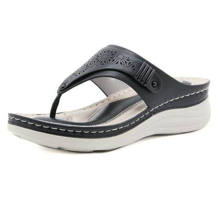 

Ladies Casual Flip-Flop Sandals Women s Arch Support Casual Comfortable Sandals For Outdoor Beach Black 37