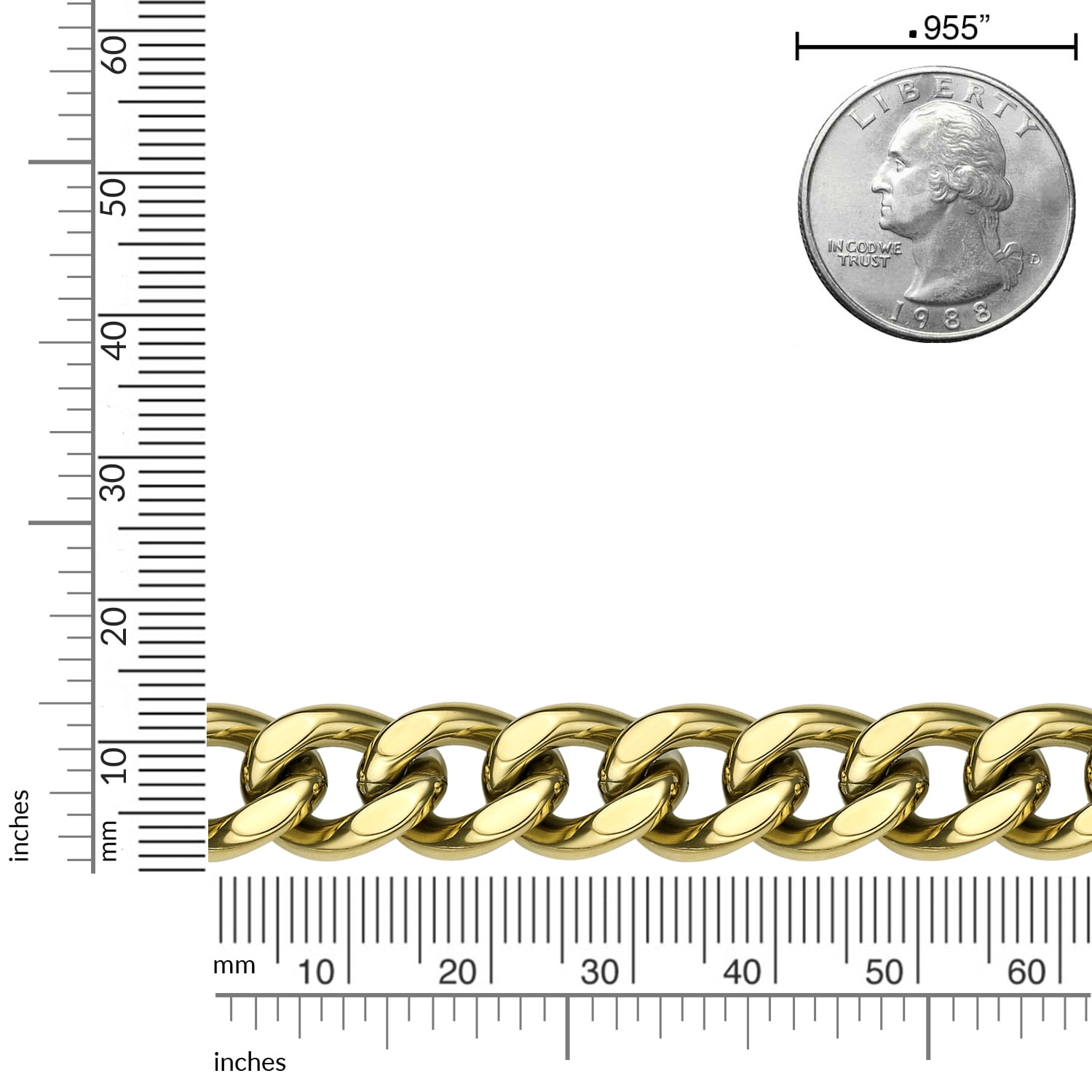 Stainless Steel Curb Chain Bracelet for Men with Yellow Gold Ion Plating - 10 Inches Long 11 MM Wide with Fold Over Clasp by Metro Jewelry