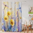 thumbnail image 6 of Shower Curtain Yellow Purple Flower Shower Curtains for Bathroom Decor, Waterproof Polyester Shower Curtain Set with Hooks, Small Stall Size 36" x 72" Watercolor Dragonfly, 6 of 9