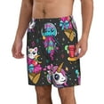 thumbnail image 2 of Kll Rainbow Unicorn And Cat Icecream Men'S Casual Summer Beach Shorts Hawaiian Shorts With Pockets-Small, 2 of 9
