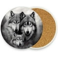 thumbnail image 2 of Family Wolf Grey Coasters Absorbent Moisture Non-Slip Drink Coaster Ceramic Stone with Cork Base Desktop Protection, 2PCS, 2 of 6