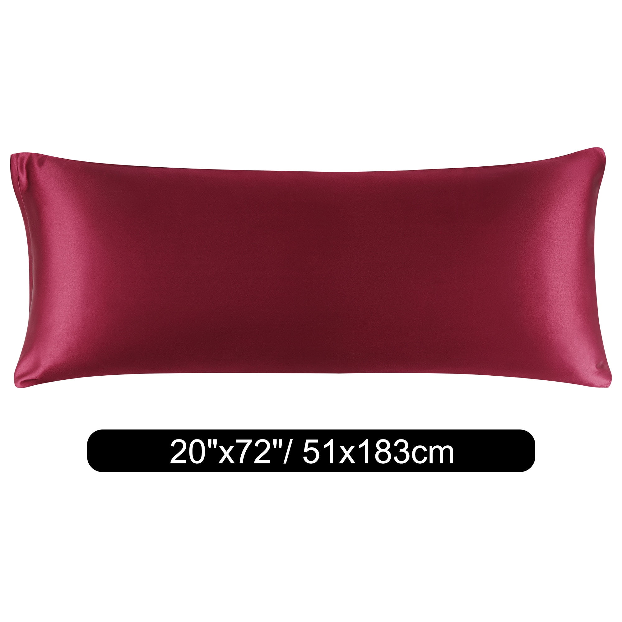 Unique Bargains Zipper Closure 1 PC Satin Body Pillowcases Burgundy 20"x72"