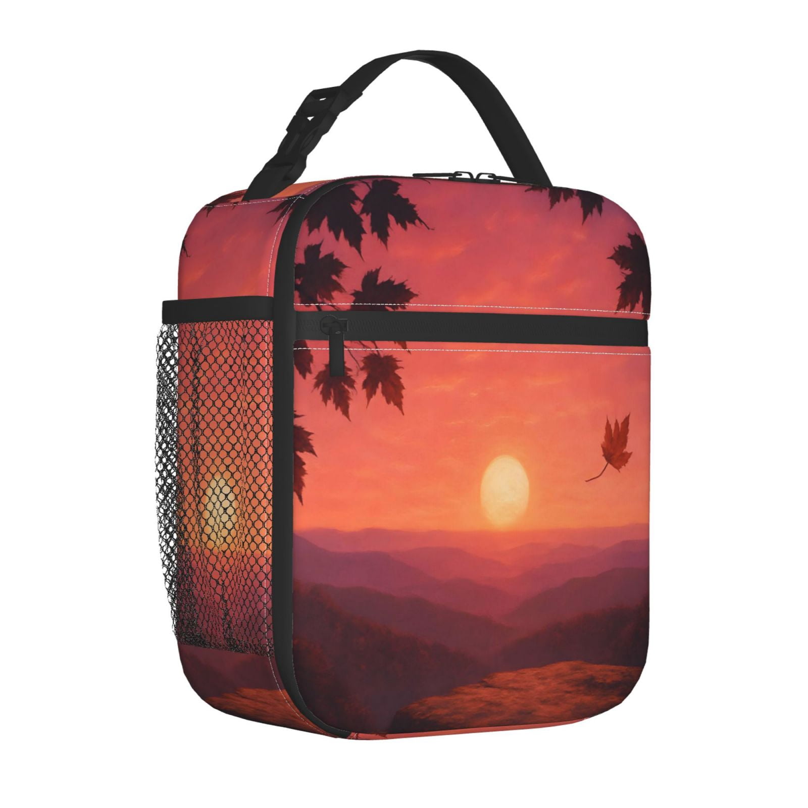 Lunch Bag For Women Men Insulated Portable Lunch Box Bento Box Office Picnic Travel Cooler Bag Autumn Sunset