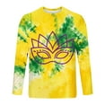 thumbnail image 5 of UVEASISHA Men's Big and Tall Mardi Gras Shirts Trendy Tie Dye Mask Print Long Sleeve Graphic Tees Stretchy Slim Fit Gym Muscle T-Shirts Yellow 4XL, 5 of 5